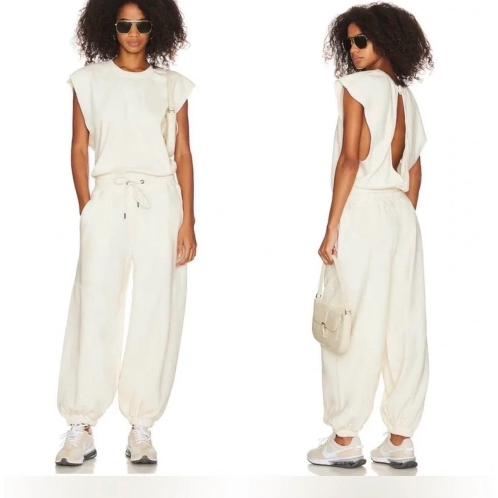 Free People Movement Throw and Go Cream Ivory Fleece Sleeveless Jumpsuit XL